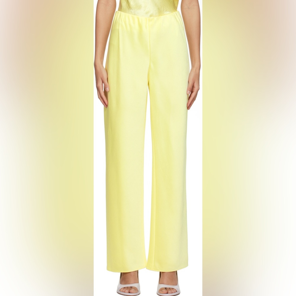 Vince Satin Bias Yellow Wide Leg Pants